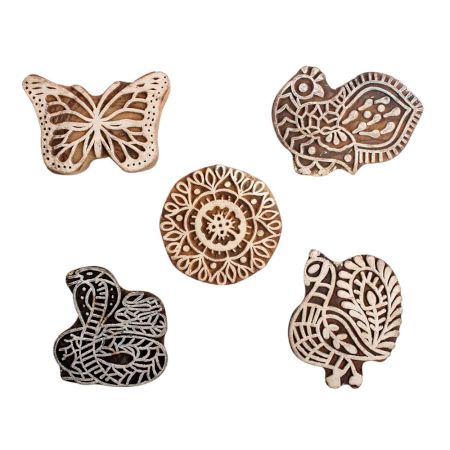 Set of 5 Piece New Mix Wooden Printing Block